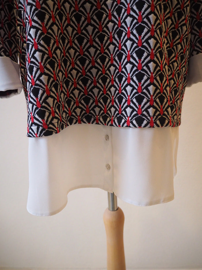 Wallis Geo Print Collared Top Size 16 (New)