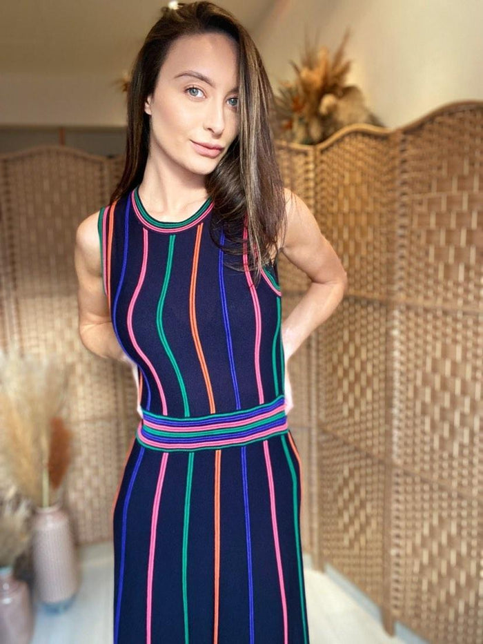 Warehouse Multi Stripe Knit Dress 12 New RRP £79
