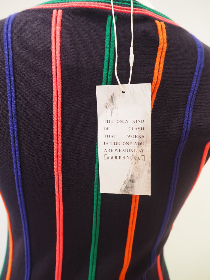 Warehouse Multi Stripe Knit Dress 12 New RRP £79