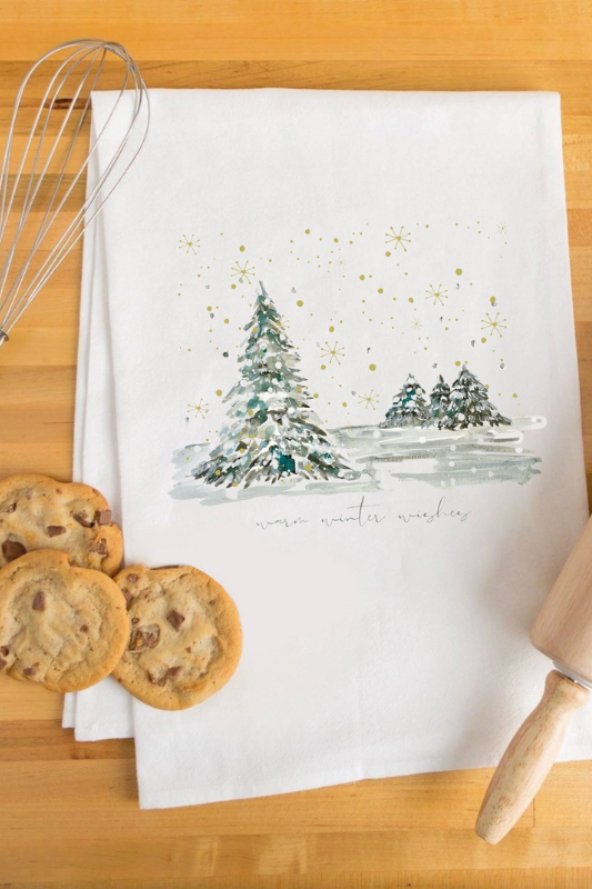 "Warm Winter Wishes" Tea Towel