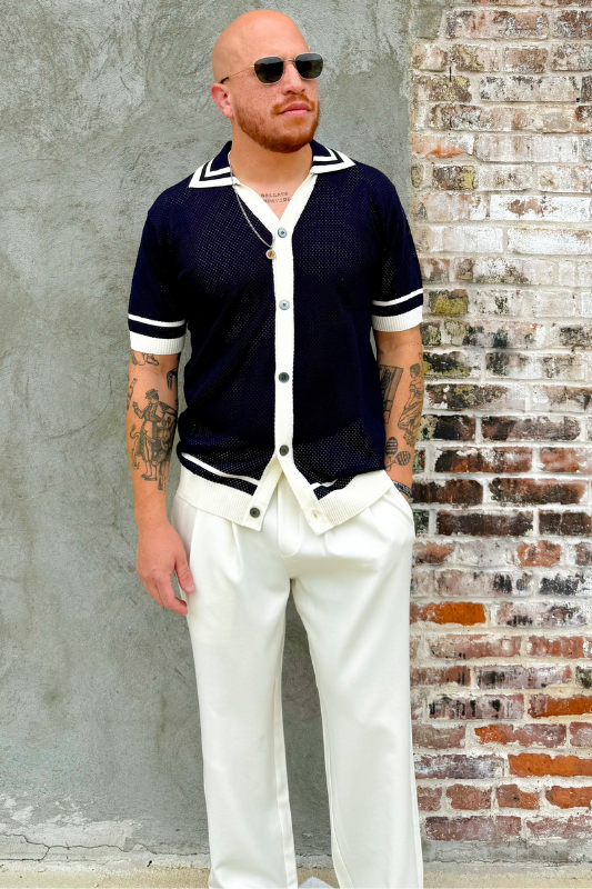 Wellington Side-Tab Trousers- Ivory
