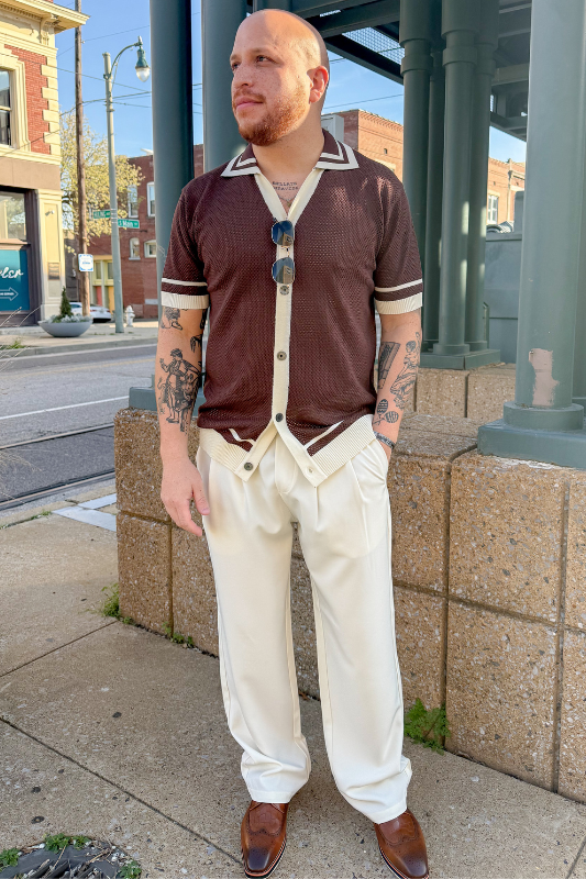 Wellington Side-Tab Trousers- Ivory