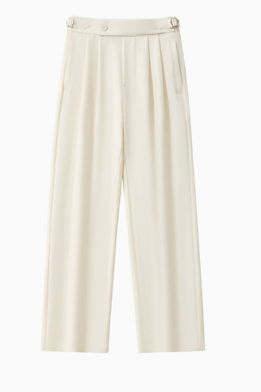 Wellington Side-Tab Trousers- Ivory
