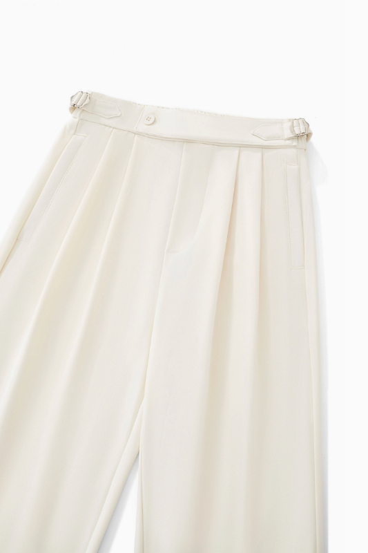 Wellington Side-Tab Trousers- Ivory