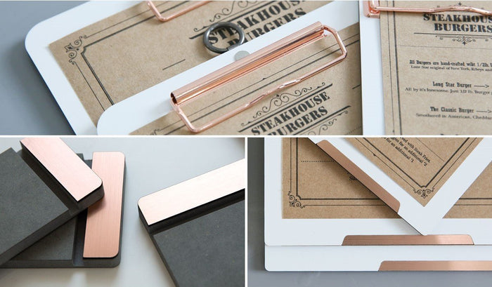 Desk Accessories White Rose Gold Ring Clipboard - A4 Landscape