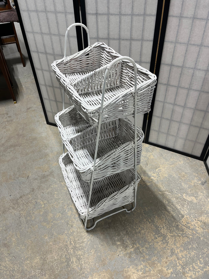 White Wicker Basket Storage