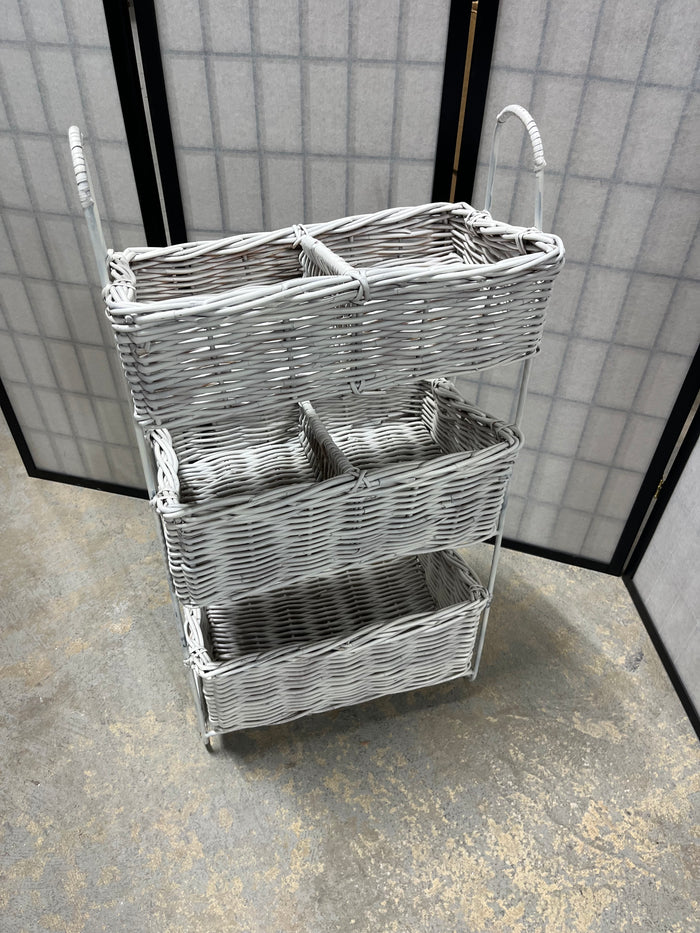 White Wicker Basket Storage