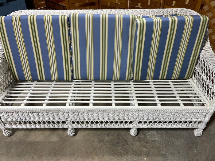 White Wicker Sofa with Cushions