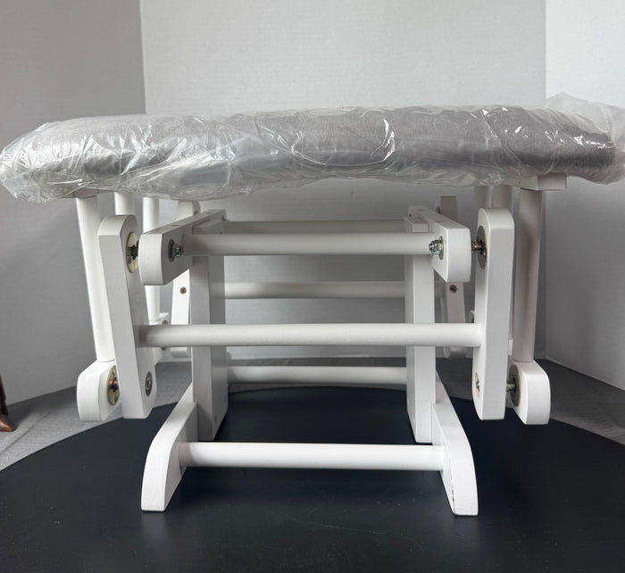White Windsor Gliding Nursery Ottoman with Gray Cushion