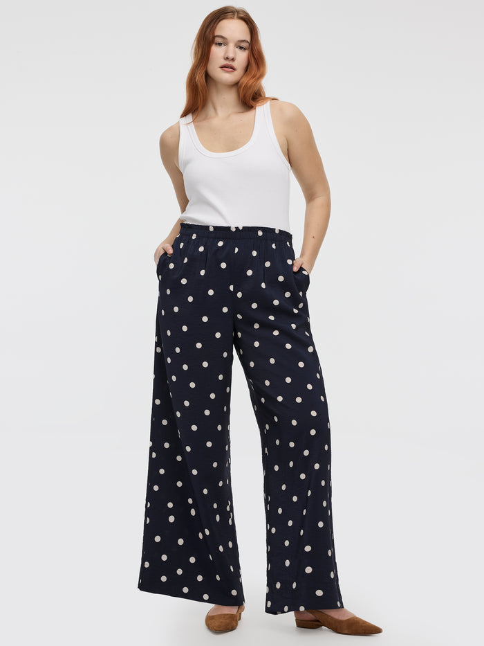 Wide-Leg High-Rise Pull-On Pant