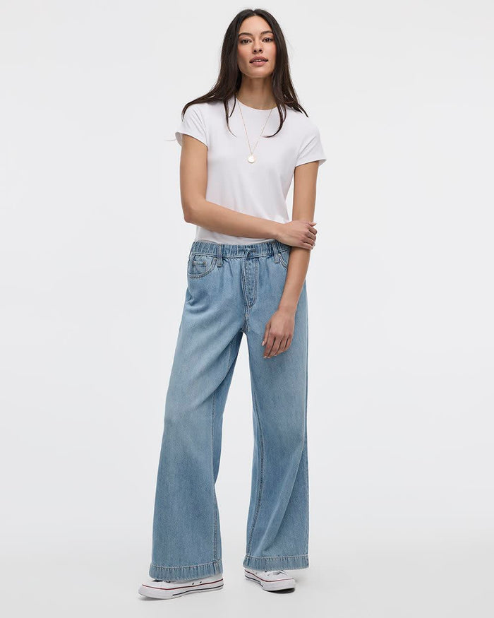 Wide-Leg Mid-Rise Jean with Drawstring