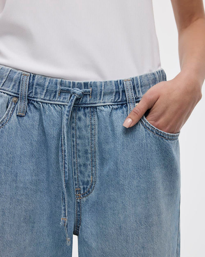 Wide-Leg Mid-Rise Jean with Drawstring