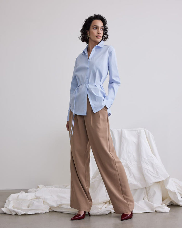 Wide-Leg Mid-Rise Pants
