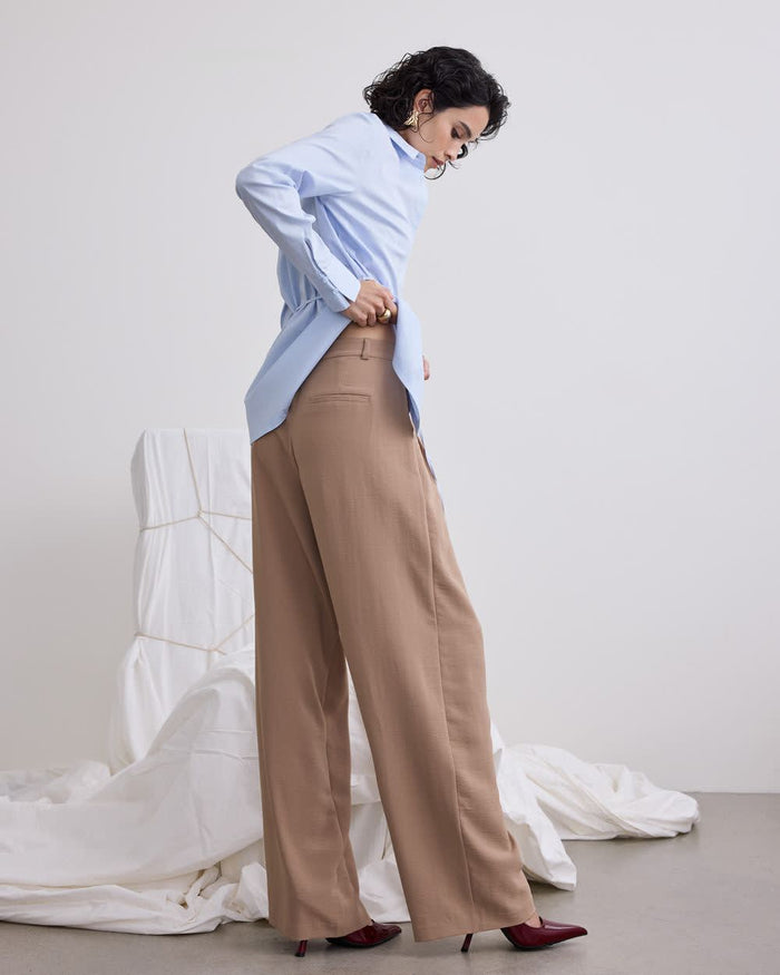Wide-Leg Mid-Rise Pants