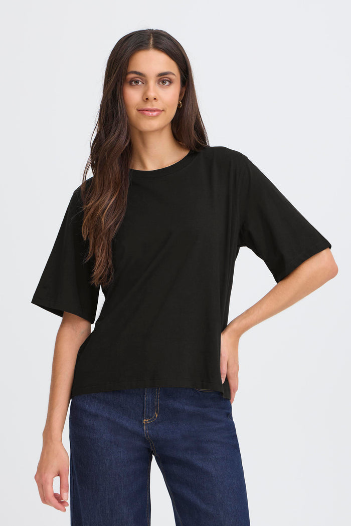 Zashoulder T-shirt zwart