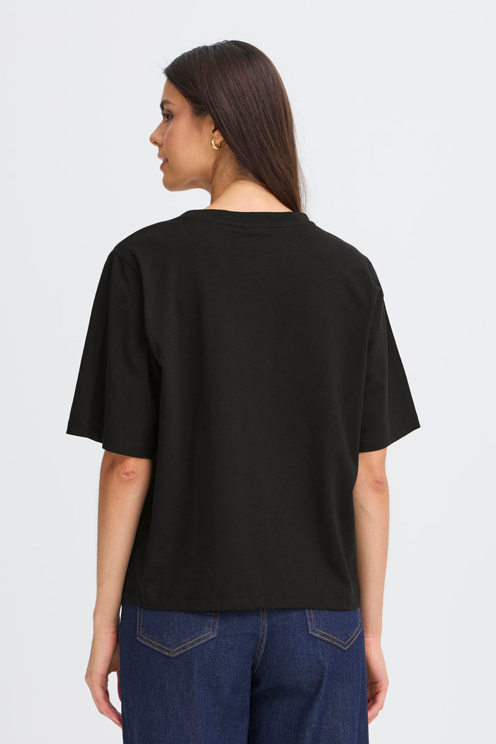 Zashoulder T-shirt zwart